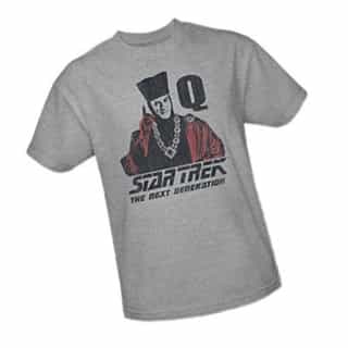 Star Trek Q Point The Next Generation Adult T-Shirt, X-Large Gray