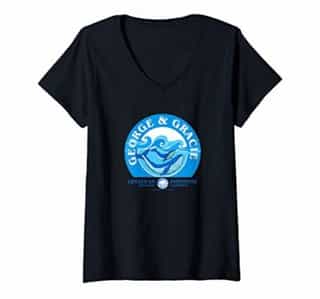 Womens Star Trek IV The Voyage Home George & Gracie Blue Waves V-Neck T-Shirt