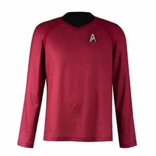 TISEA Men’s Star Series Costume Shirt Kirk/Scotty/Spock T-Shirts (XXL, Red)