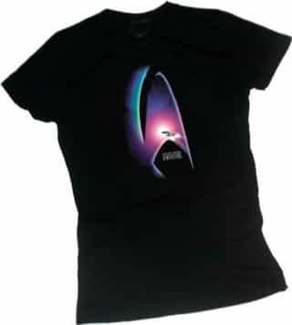 Star Trek Generations Movie Poster Crop Sleeve Fitted Juniors T-Shirt, Large Black