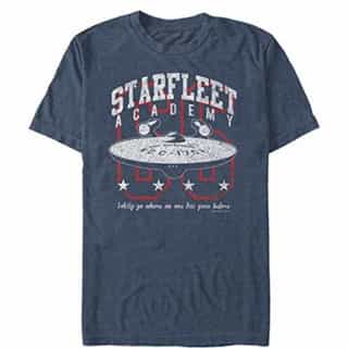 Fifth Sun Men’s Star Trek Starfleet Academy Enterprise Boldly Go T-Shirt – Navy Blue Heather – Large