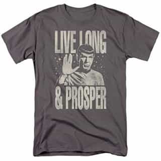 Popfunk Star Trek Live Long & Prosper T Shirt & Stickers (Medium) Charcoal