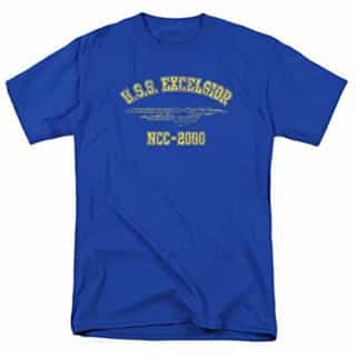 Popfunk Star Trek III: The Search for Spock U.S.S. Excelsior Athletic T Shirt & Stickers (XX-Large) Royal Blue