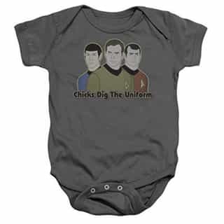 Star Trek Chicks Dig The Uniform Infant One-Piece Snapsuit, 6 Months Gray