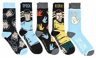 Star Trek Kirk and Spock Live Long and Prosper Men’s Crew Socks 5 Pair Pack